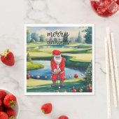 Golf Santa Claus is golfing on Christmas スタンダードランチョンナプキン (インサイチュ)