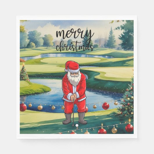 Golf Santa Claus is golfing on Christmas スタンダードランチョンナプキン (正面)