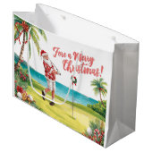 Golf Santa Golfer fore a merry christmas ラージペーパーバッグ (正面アングル)