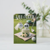 Golf save the date for our wedding with golf balls ポストカード (スタンド正面)