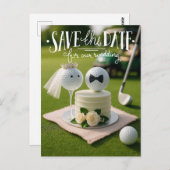 Golf save the date for our wedding with golf balls ポストカード (正面/裏面)