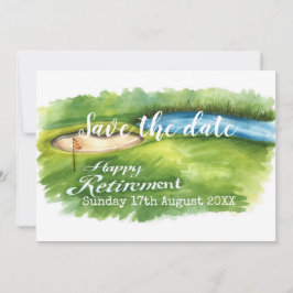 Golf Save the date Golf retirement party on green セーブザデート