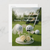 Golf Save the date wedding themed for golfer 案内ポストカード (正面/裏面)