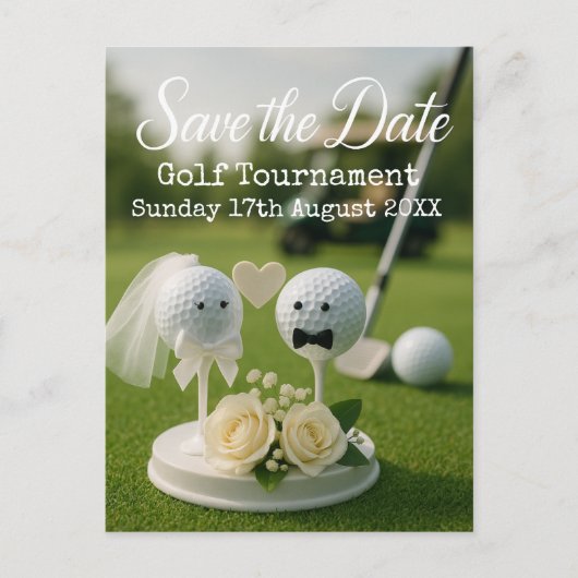 Golf Save the date wedding themed for golfer 案内ポストカード (正面)