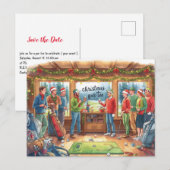 Golf save the date with golf ball and sand wedge ポストカード (正面/裏面)