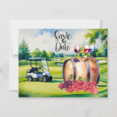 Golf Save the Date with golf balls on green grass 招待状 (正面)