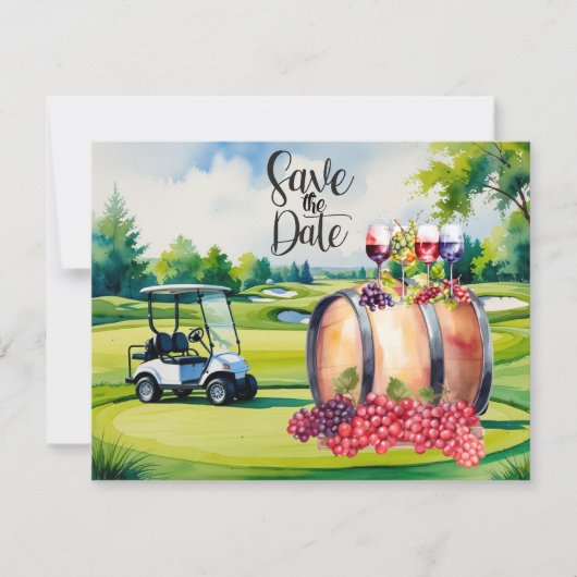 Golf Save the Date with golf balls on green grass 招待状 (正面)