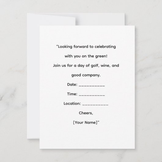 Golf Save the Date with golf balls on green grass 招待状 (裏面)