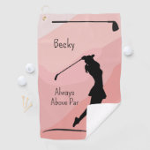 Golf Silhouette, Female, Name, On Red ゴルフタオル (インサイチュ)