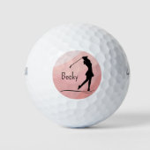 Golf Silhouette, Female, Name, On Red ゴルフボール (正面)
