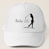 Golf Silhouette, Female, Name, Text キャップ (正面)