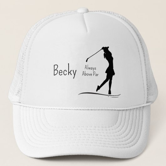 Golf Silhouette, Female, Name, Text キャップ (正面)