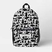 Golf Silhouette Pattern Classic Black & White  プリントバックパック (正面)