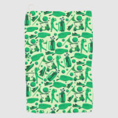 Golf Silhouette Pattern Classic cool green ゴルフタオル (正面)