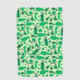 Golf Silhouette Pattern Classic cool green ゴルフタオル