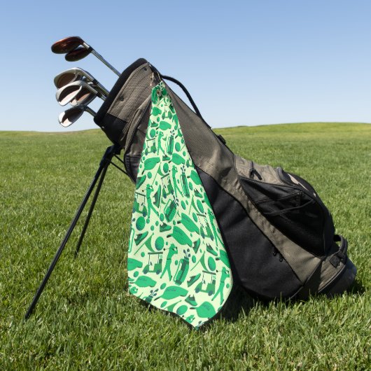 Golf Silhouette Pattern Classic cool green ゴルフタオル (グリーン)