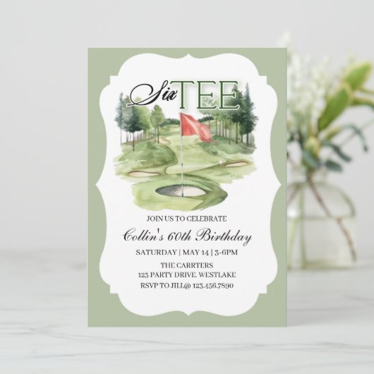 Golf SIX-TEE Birthday, 60, Golf Birthday,   招待状 (スタンド正面)
