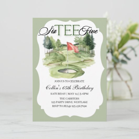 Golf SIX-TEE Birthday, 65, Golf Birthday,   招待状 (スタンド正面)