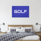 GOLF Sleek Sporty Modern White Text On Deep Blue キャンバスプリント (インサイチュ (寝室))