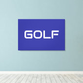 GOLF Sleek Sporty Modern White Text On Deep Blue キャンバスプリント (インサイチュ (ウッドフロア))