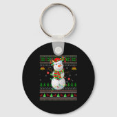 Golf Snowman Ugly Christmas Sweaters Golfing Golfe キーホルダー (正面)