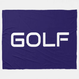 GOLF Sporty Modern White Text On Bold Navy Blue フリースブランケット