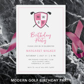 Golf Stylish 60th Adult Birthday Party Modern Pink 招待状