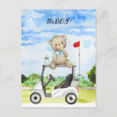 Golf Teddy Bear赤ちゃんシャワーInvitatiのための男の子 ポストカード (正面)