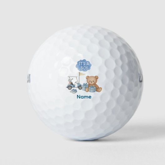 Golf Teddy Bear It's Boy for Baby Shower  ゴルフボール (正面)
