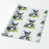 Golf Teddy bear with golf cart on green ラッピングペーパー (アンロールド)