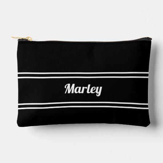 Golf Tee Golfer Black & White Modern Accessory アクセサリーポーチ (正面)