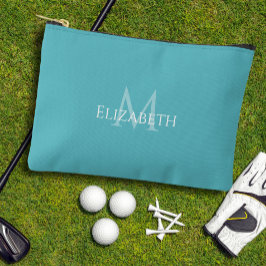 Golf Tee Golfer Teal Monogram Modern Accessory アクセサリーポーチ