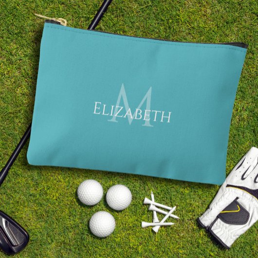 Golf Tee Golfer Teal Monogram Modern Accessory アクセサリーポーチ
