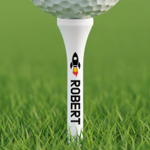 Golf Tee Space Rocket Custom Name Blast Off Fun