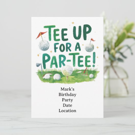 Golf tee up for Par Tee Golfer Party  招待状 (スタンド正面)