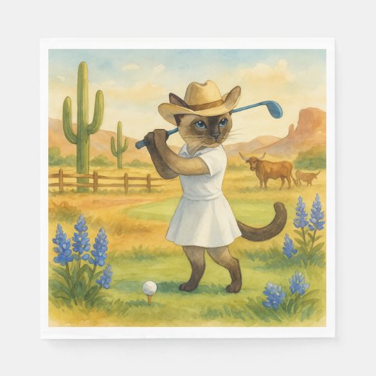 Golf Texas Birthday Themed for Cat Lovers  スタンダードランチョンナプキン (正面)