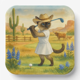 Golf Texas Birthday Themed for Cat Lovers  ペーパープレート