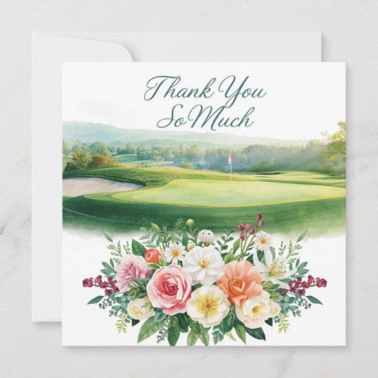 Golf  thank you card golf course watercolor サンキューカード (正面)