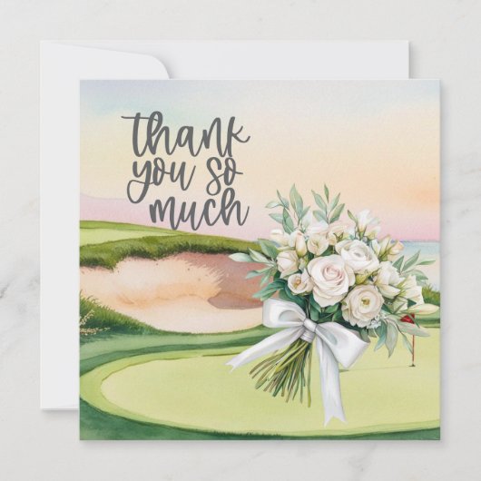 Golf  thank you card golf course watercolor サンキューカード (正面)