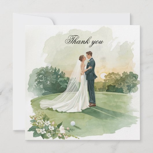 Golf thank you card with bride and groom サンキューカード (正面)
