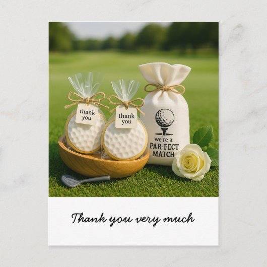 Golf thank you card with golf gifts souvenir ポストカード (正面)