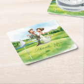 Golf Thank You Coaster | Elegant Golf Course  スクエアペーパーコースター (アングル)