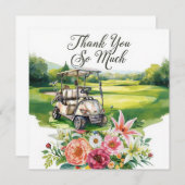 Golf  thank you text  for golfer with Flowers  サンキューカード (正面/裏面)