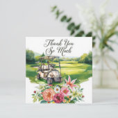 Golf  thank you text  for golfer with Flowers  サンキューカード (スタンド正面)