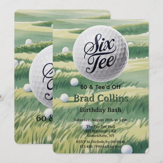 Golf Theme 60 & Tee’d Off Birthday Party 招待状 (正面/裏面)