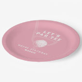  Golf Theme Birthday Let's Par-tee Name Pink ペーパープレート (アングル)