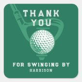 Golf Theme Birthday Par-tee Thank You Green スクエアシール (正面)