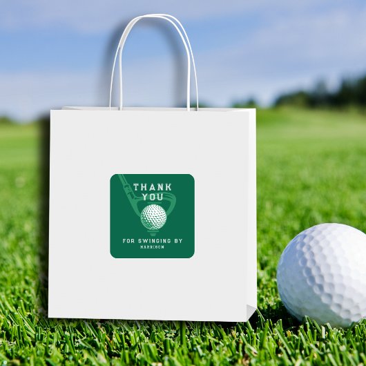 Golf Theme Birthday Par-tee Thank You Green スクエアシール