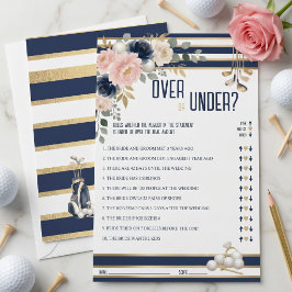 Golf Theme Bridal Shower Over Under Game Navy Gold