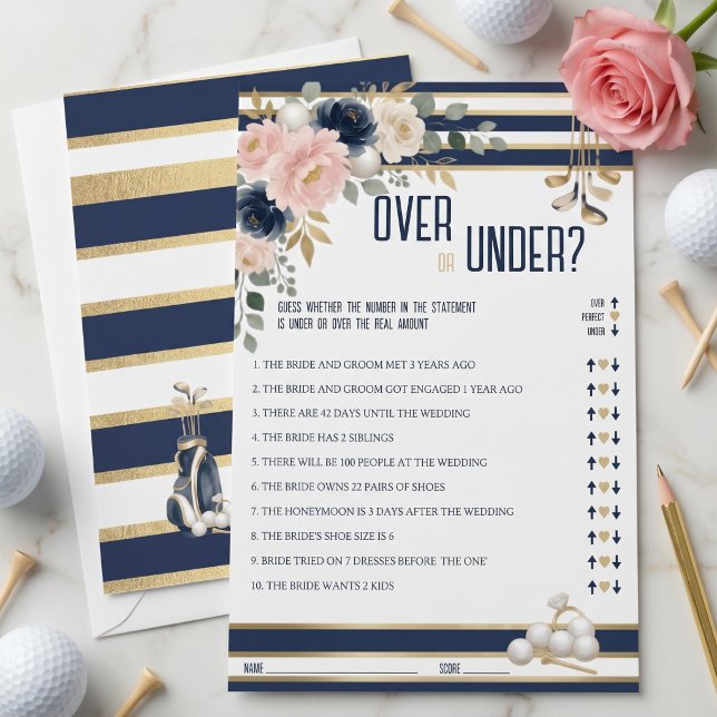 Golf Theme Bridal Shower Over Under Game Navy Gold (クリエイターアップロード済み)